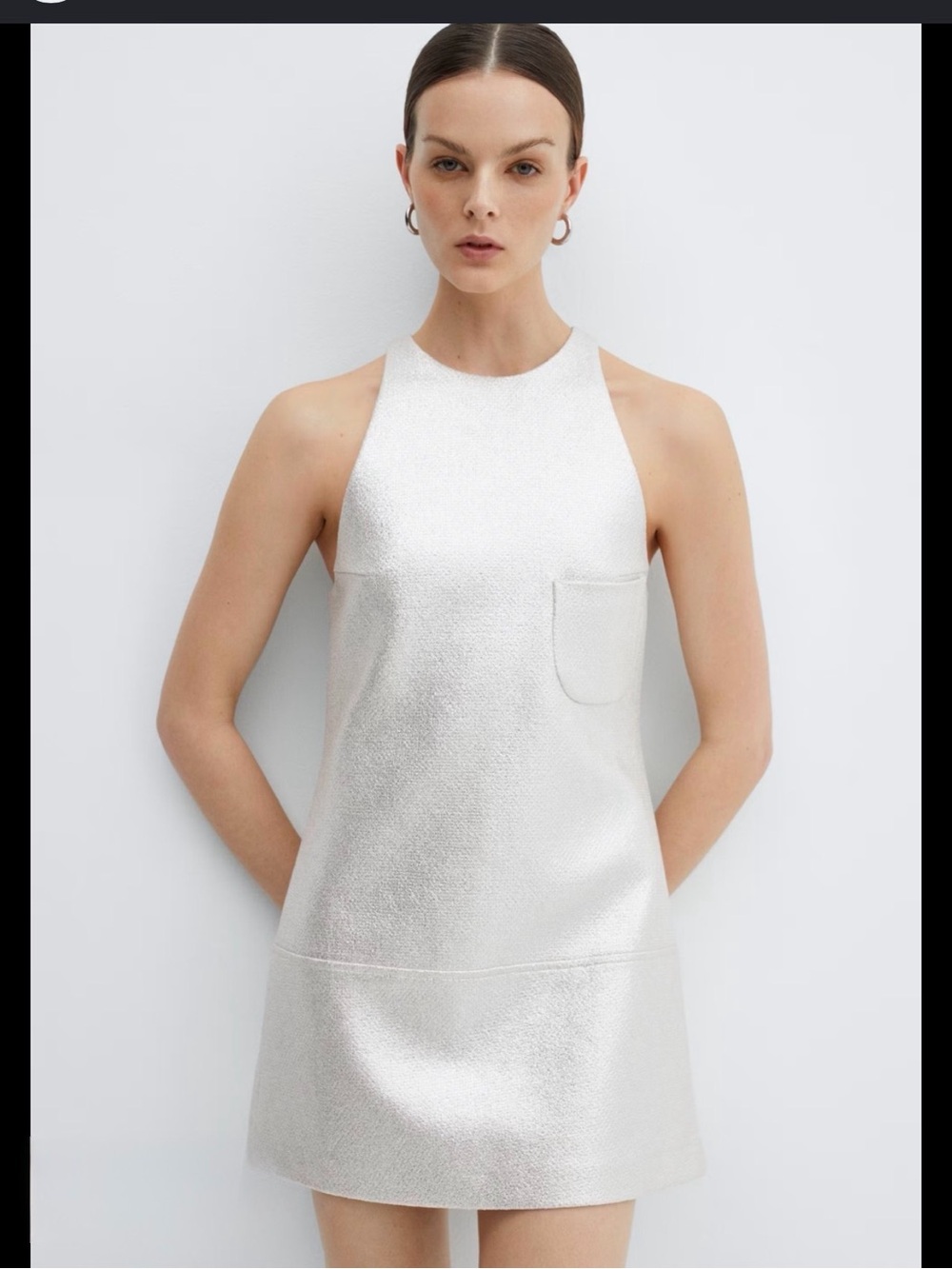 Mango silver Textured Mini Dress
